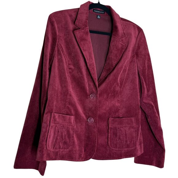 Counterparts Jackets & Blazers - Counterparts Blazer Jacket Womens 12 Burgundy Corduroy Business Dark Academia